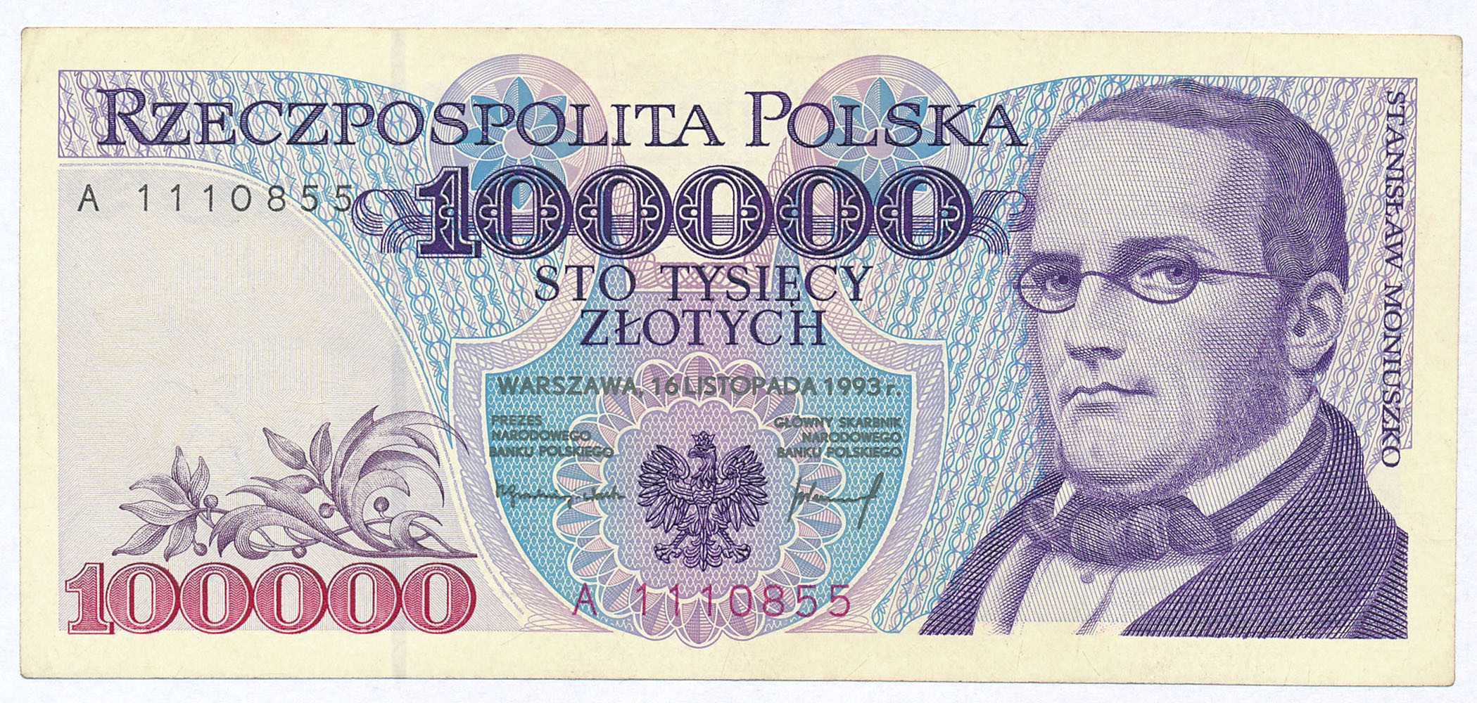 III RP. 100.000 złotych 1993 seria A - PIERWSZA SERIA